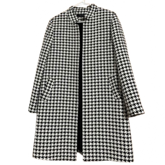 Tahari ASL Black & White Houndstooth Print Mid Length Blazer Jacket Sz-10 - Picture 2 of 8